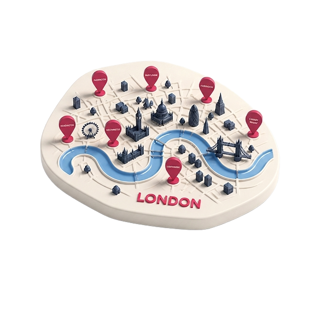 Map of Greater London highlighting areas covered by our liquidation service